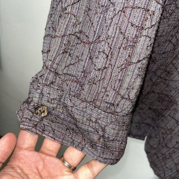 TERRITORY AHEAD Shirt Womens 3X Jacquard Button Down Cotton Long Sleeve Purple - Picture 4 of 14